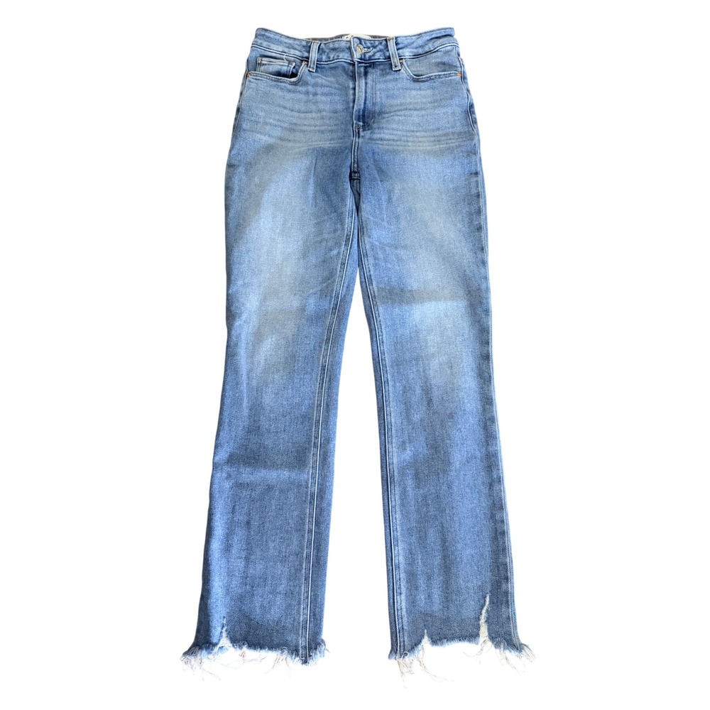 Paige Cindy High Rise Straight Leg Jeans Medium Wash Raw Hem Blue Size 27 - Picture 4 of 8